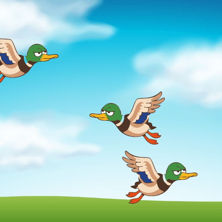 Le jeu Canards projeté sur la cible