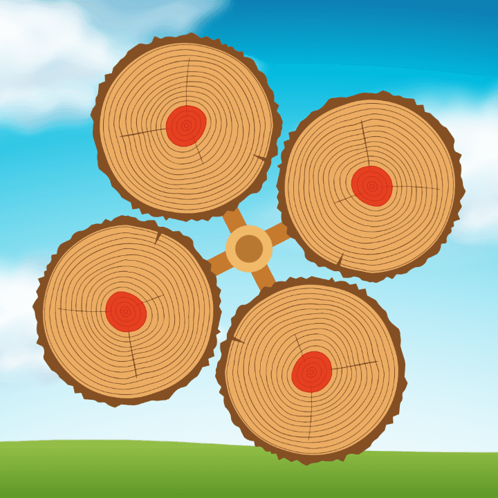 Le jeu Rotation projeté sur la cible