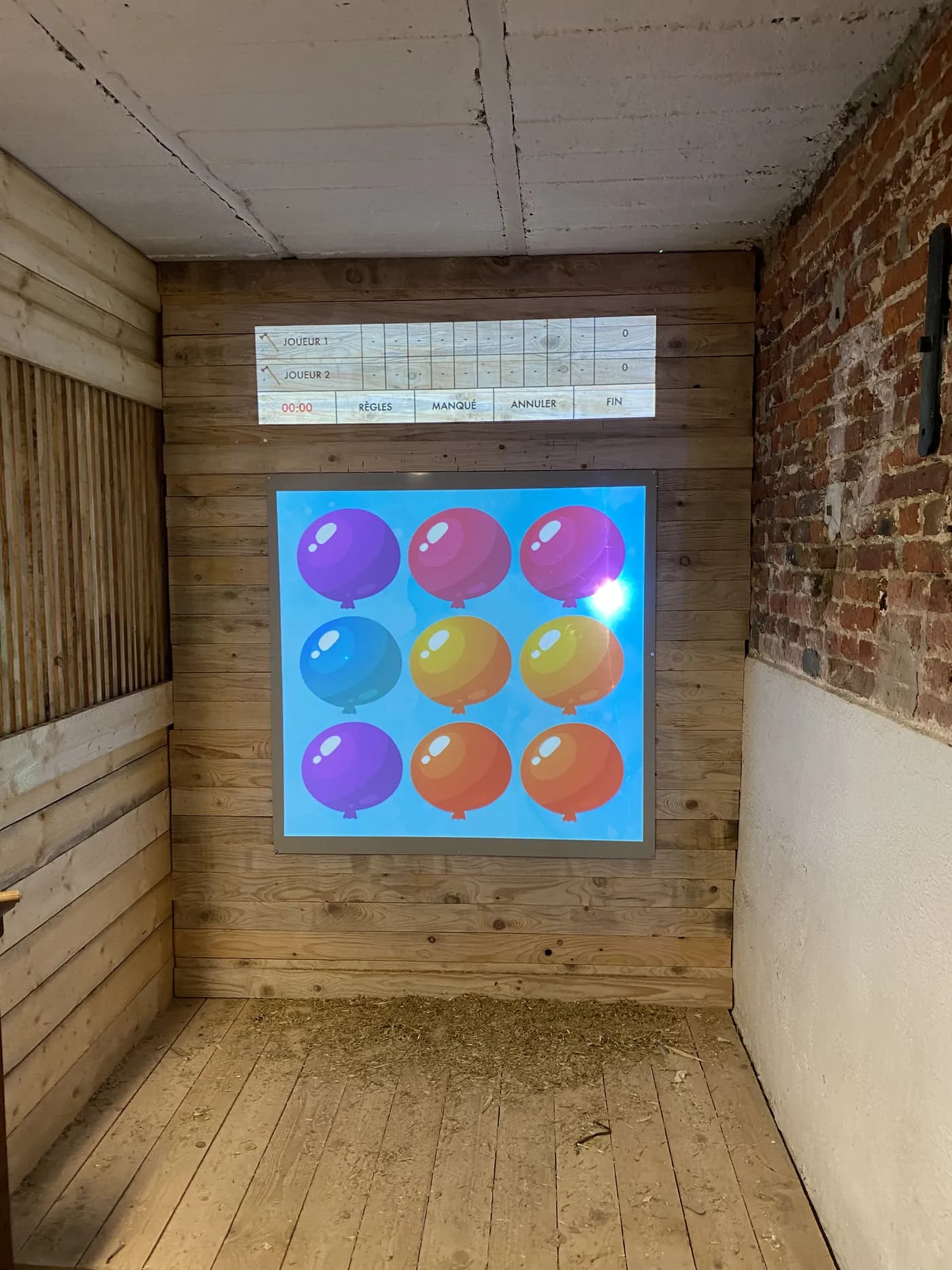 Une grille de ballons projetée sur la cible plastique claire du mode ventouse